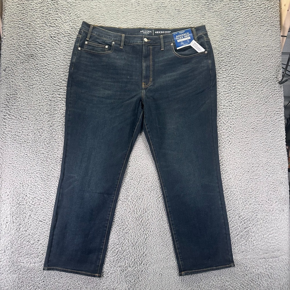 Arizona Advance Flex 360 Jeans Mens 48x30 Blue Cotton Denim Straight Stretch